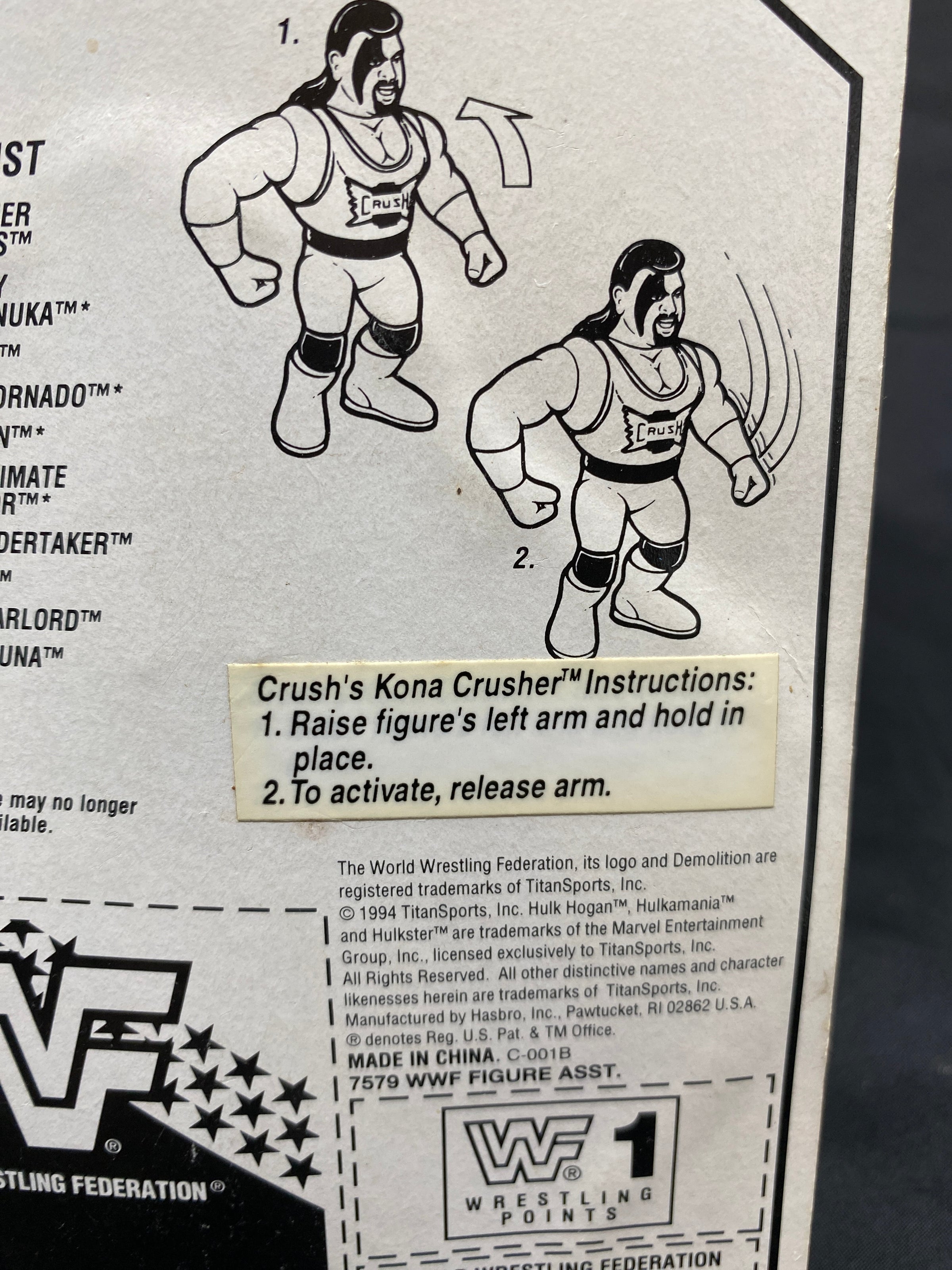 HASBRO WWF SERIES 11 GREEN CARD EVIL CRUSH MOC - 1994