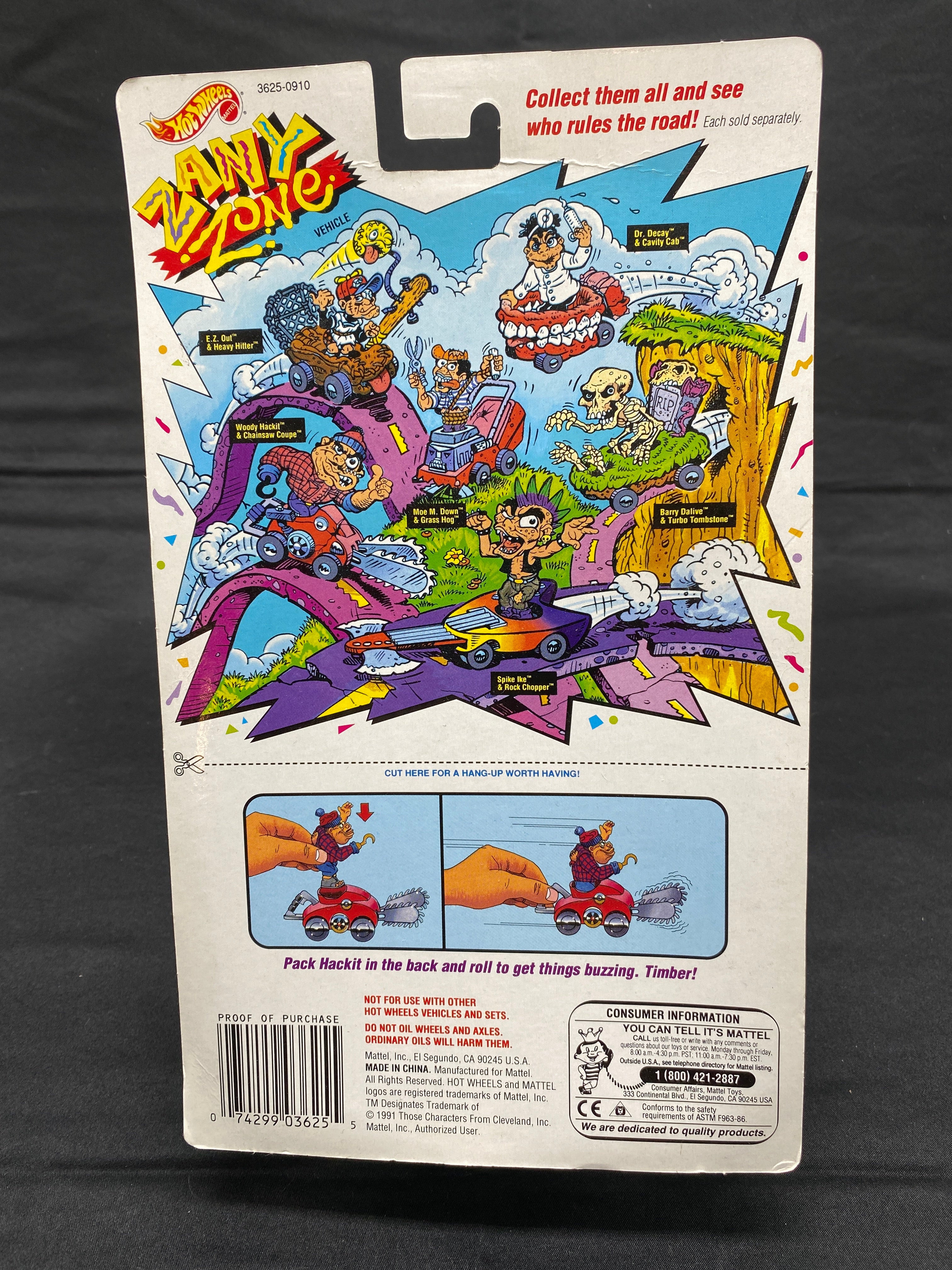 MATTEL HOT WHEELS ZANY ZONE WOODY HACKIT MOC - 1991