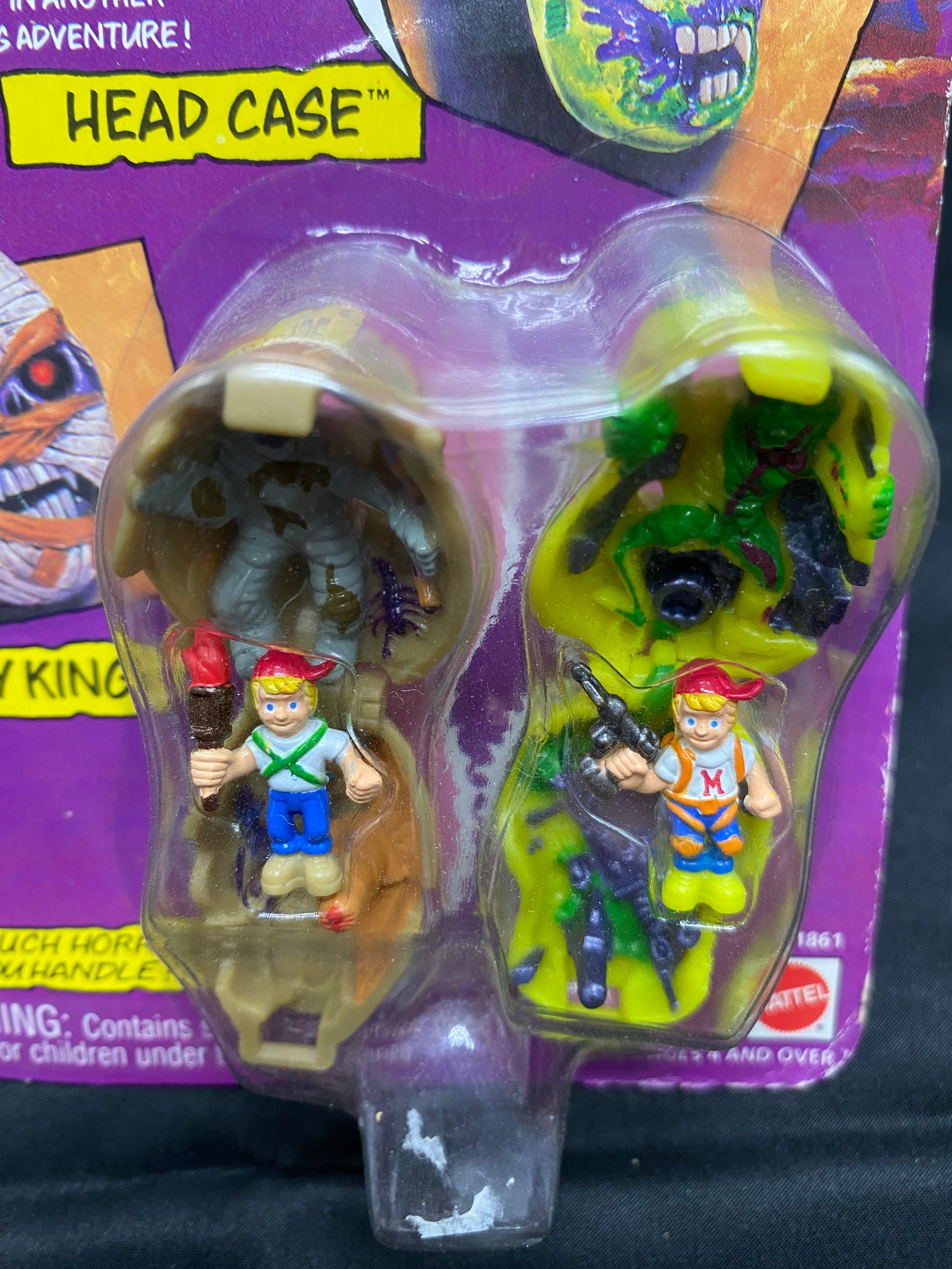 MATTEL MIGHTY MAX SHRUNKEN HEADS SET HEAD CASE/MUMMY KING - 1993
